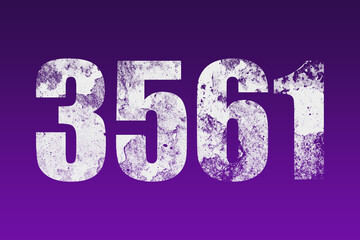 flat white grunge number of 3561 on purple background.	