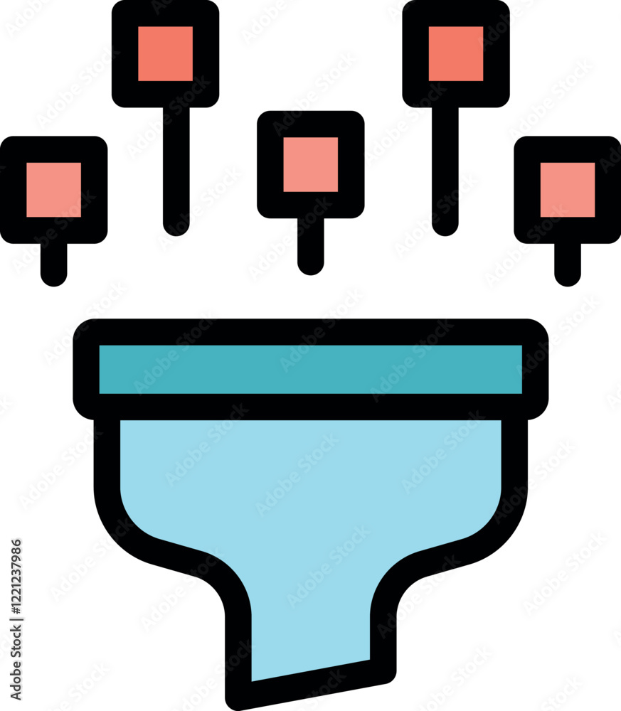 Poster filtering data through a funnel, streamlining information for efficient processing and analysis