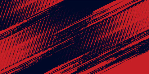 Fototapeta premium Halftone dots red and blue color pattern gradient grunge texture background. Dot pop art comic sport style vector illustration. grunge