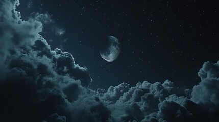 Celestial Night: A Serene Moonlit Sky