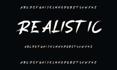 Handwritten calligraphic black watercolor alphabet