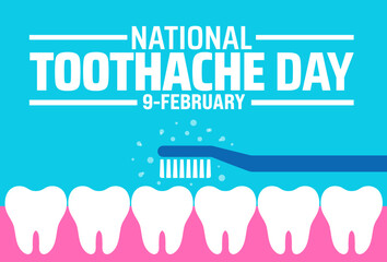 Toothache Day background banner or poster design template. observed every year in February. Holiday concept. Use to any Template, card, poster, placard, template.