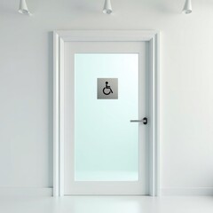 Accessible Restroom Door with Universal Symbol of Access, Modern and Clean