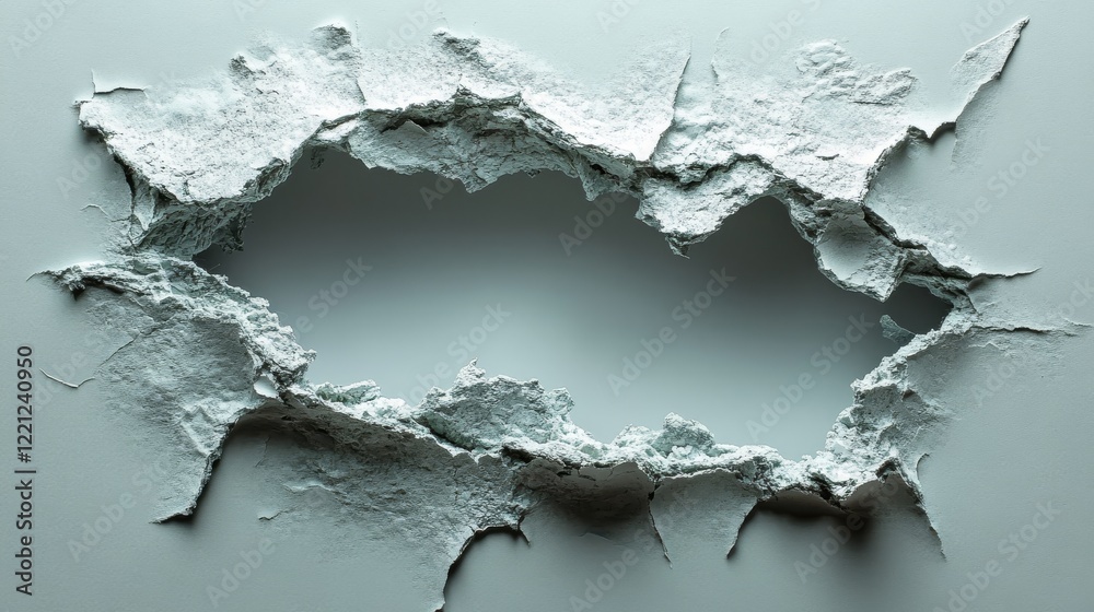 Poster unique texture reveals a hidden layer behind a cracked wall in a minimalist space, inviting curiosit