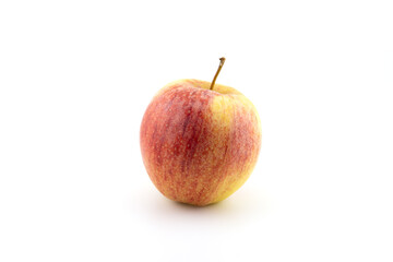 Red apple isolated. Whole apple, half and a slice on white background. Red appl set with clipping path. Full depth of field.