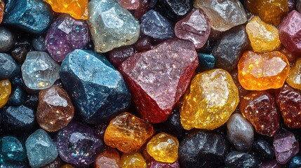 A vibrant assortment of colorful pebbles and stones,