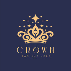 crown logo. Luxury brand line icon. Elegant label symbol. Premium fashion design element. Vector illustration