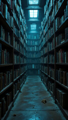 Fototapeta premium A vast library with numerous bookshelves filled with books.