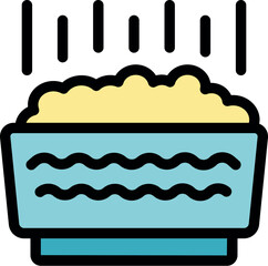 Washing machine filling with laundry detergent icon, filling laundry detergent into washing machine