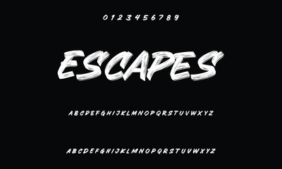 Handwritten calligraphic black watercolor alphabet