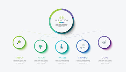 Mission vision values graphic design templateeps 10 on white background