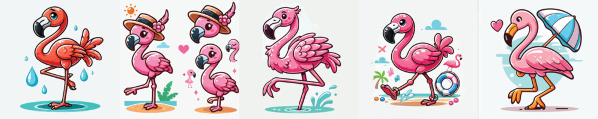 collection of cute and adorable flamingo vectors