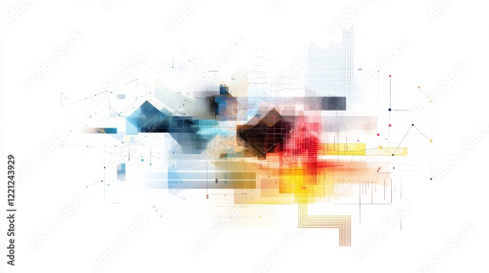 Poster dynamic data visualization using abstract charts and graphs business presentation modern office envi
