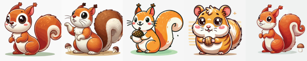 very cute and adorable squirrel vector