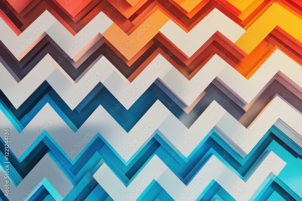 Poster dynamic geometric pattern with zigzag lines and vibrant gradients abstract art digital composition c