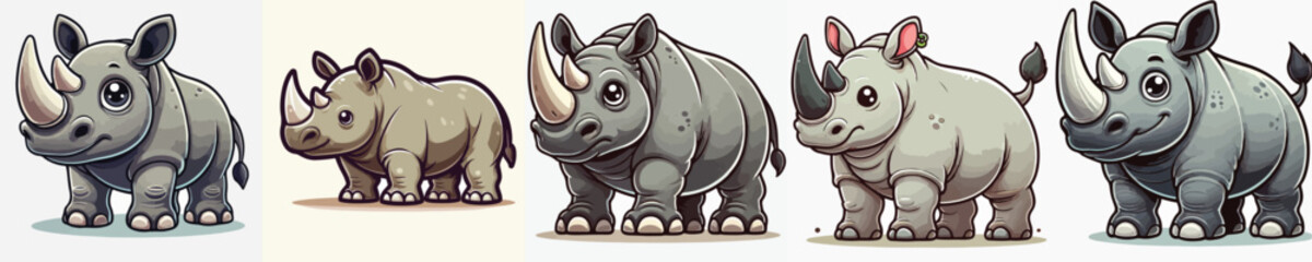 very cute and adorable rhino vector