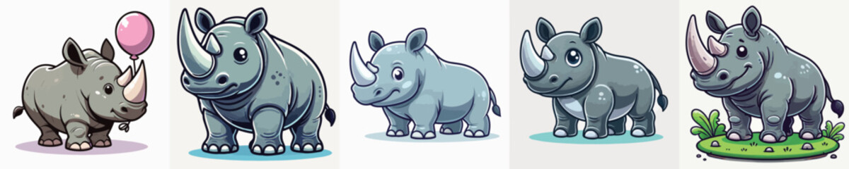 Fototapeta premium very cute and adorable rhino vector