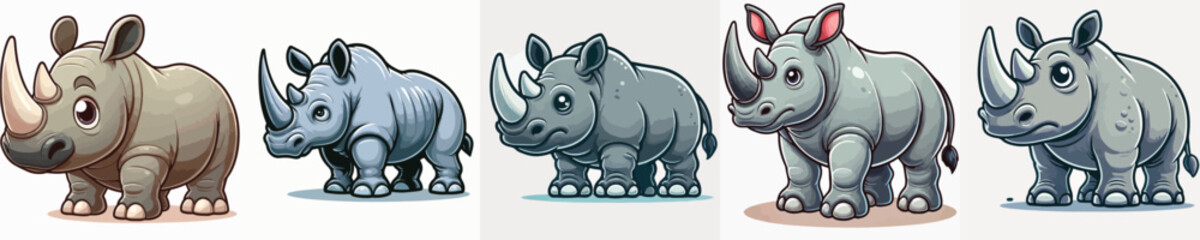 very cute and adorable rhino vector