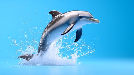 Fototapeta premium Playful Dolphin Leaping from the Ocean Water