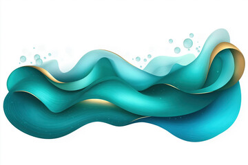 Flowing abstract waves in turquoise and gold reminiscent of ocean currents