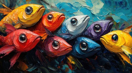 Abstract artwork featuring a vibrant blend of curved shapes in orange,