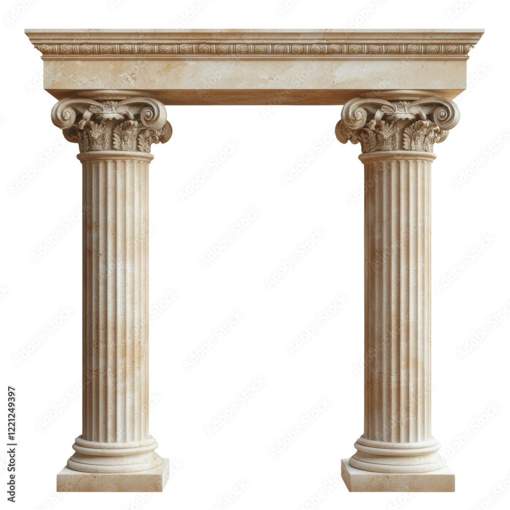 Aufkleber an image showcasing a pair of classical ionic columns supporting a stone archway, demonstrating clas