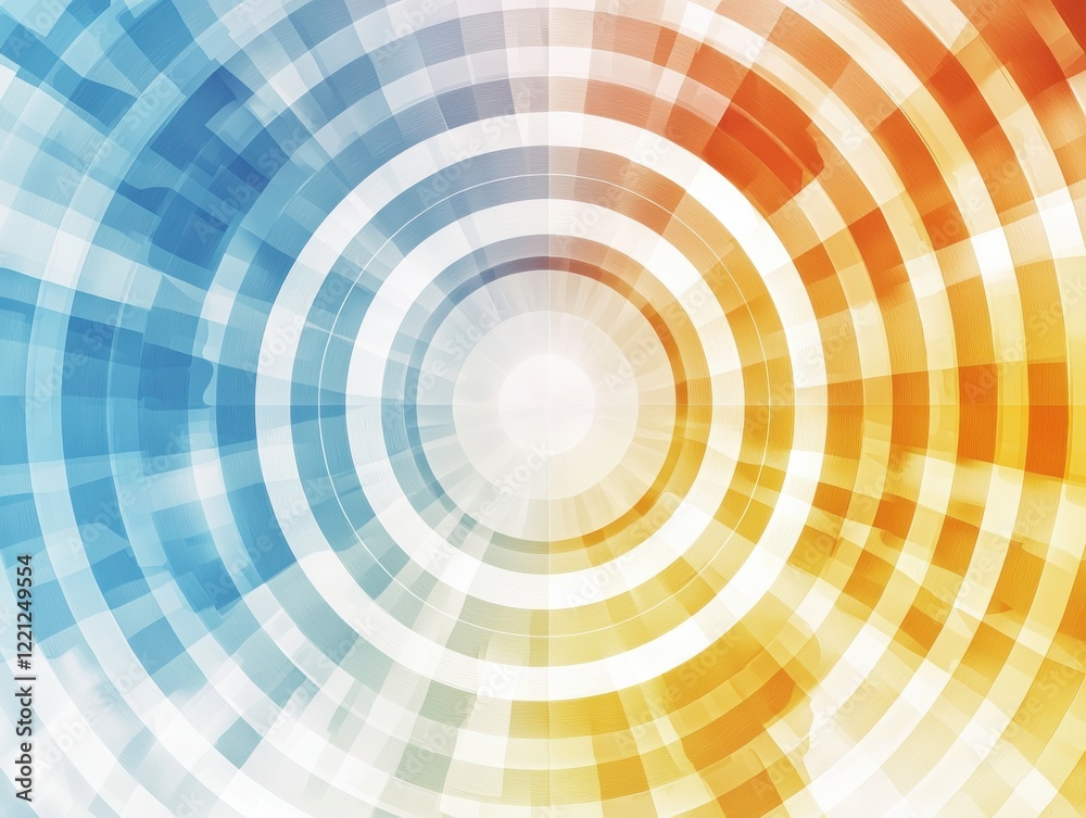 Poster vibrant geometric patterns with concentric circles abstract art digital design colorful gradients hi