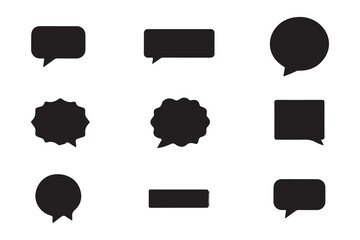 Collection of various black speech bubbles on white background.