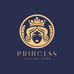 luxury princess logo vector illustration, queen logo, beauty woman logo template