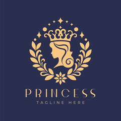 luxury princess logo vector illustration, queen logo, beauty woman logo template