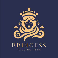 luxury princess logo vector illustration, queen logo, beauty woman logo template