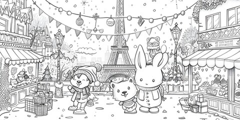 Sketch of a Tower in a Simple Black and White Cartoon Style