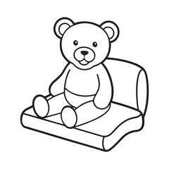 Girl and Groovy: Bold and Easy Coloring Page, Line art, Balck and white Image, Drawing, teddy bear Coloring page