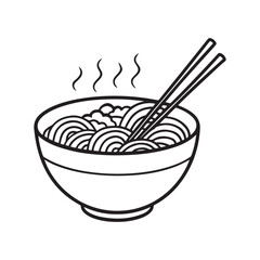 Girl and Groovy: Bold and Easy Coloring Page, Line art, Balck and white Image, Drawing, bowl soup Noodles Coloring page