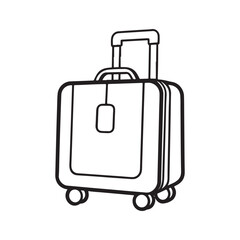 Girl and Groovy: Bold and Easy Coloring Page, Line art, Balck and white Image, Drawing, suitcase Coloring page