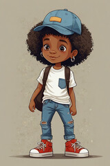Illustration of a happy schoolboy in cap. Generative AI