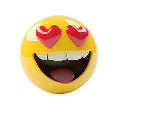3D emoji with heart-shaped eyes smiling