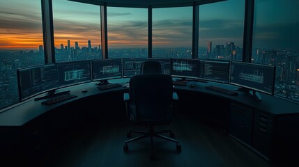 Fototapeta premium An architect collaborating with a team on sustainable designs while surrounded by advanced technology and interactive data-driven building simulations