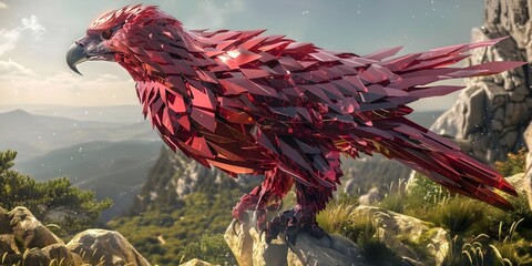 Fototapeta premium A Red Eagle On The Mountain Ai Generate 