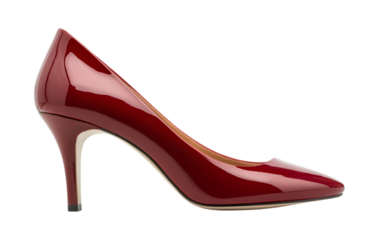 Elegant red high heel shoe for fashion lovers isolated on transparent or white background