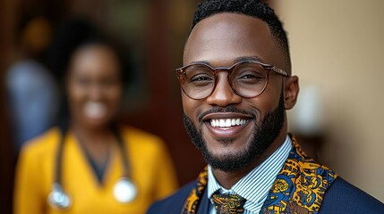 Portrait of a health informatics expert ensuring seamless data sharing between care providers with innovative digital platforms in a high-tech clinical environment