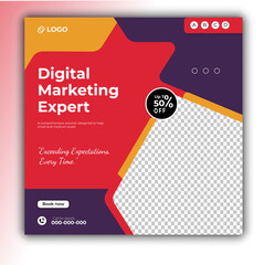 Digital marketing and corporate business service social media post banner template design
