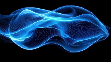 Fototapeta premium Beautiful blue smoke gently rising in a dark space with a double exposure effect adding depth and intrigue as the smoke interplays with shadowy, artistic shapes