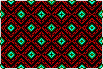 Design vector geometric pattern in vibrant red and green. Ethnic graphic design. Background and wallpaper in ethnic style.