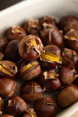 Close up of roasted chestnuts
