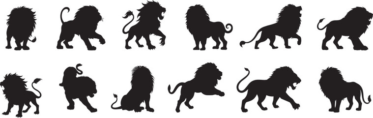 Silhouette of a lion in vector art.