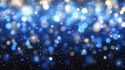 Fototapeta premium A blue lens flare overlay on a black backdrop, double exposure blending soft glowing lights with geometric shapes, creating an atmospheric and modern design element