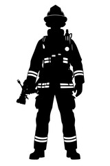 Firefighter with fire hose silhouette