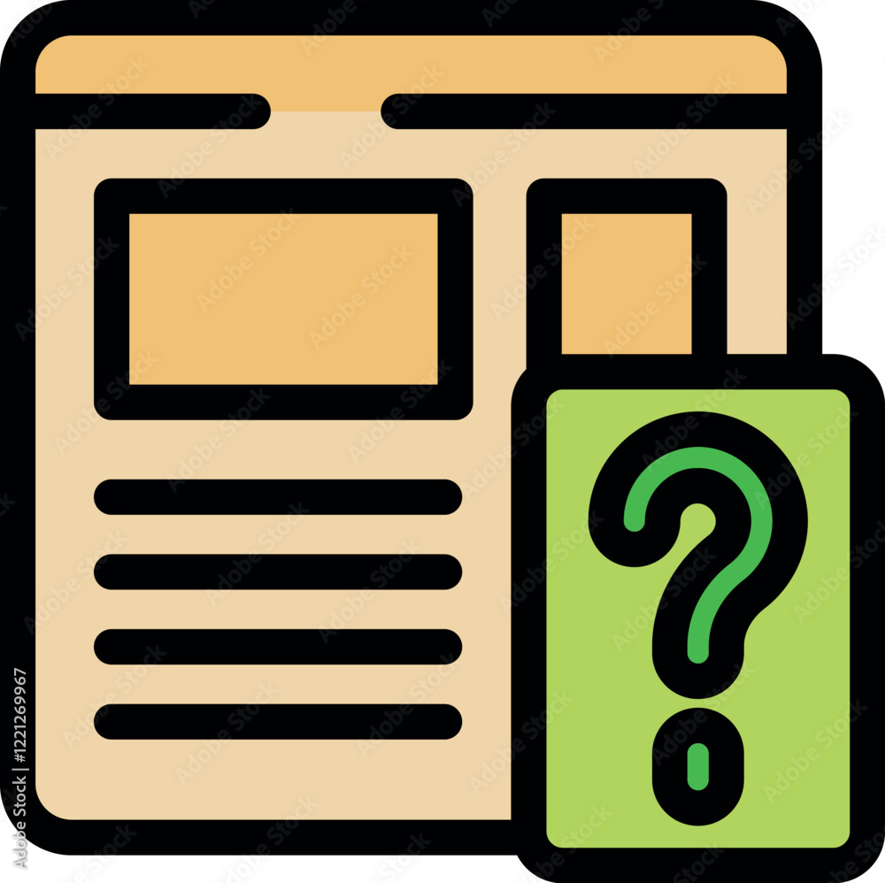 Poster website page with question mark, providing online support and assistance for content creation and pr