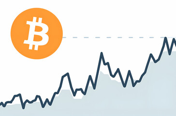 Wzrost wartości Bitcoina na wykresie.